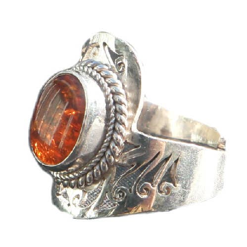 Adjustable Big Amber stone Ring for wholesale by Dorjebajra Tibet Shop