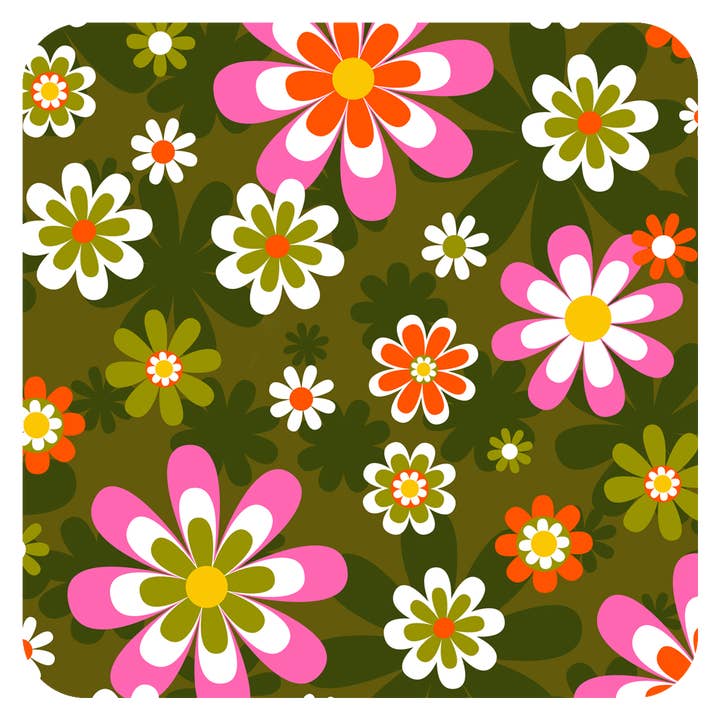 Juego de 8 posavasos de papel con forma de flor, estilo retro, de Groovy Sixties para venta al por mayor de Mod Lounge Paper Company