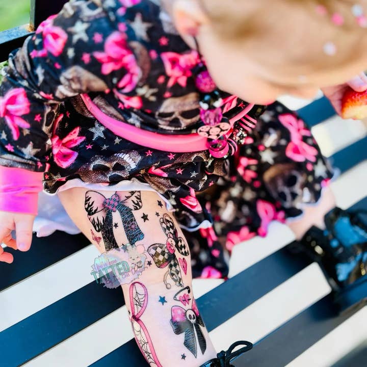Itty Bits Designs - Wholesale Temporary Tattoo - Rocker Croquette Bows Temporary Tattoos1