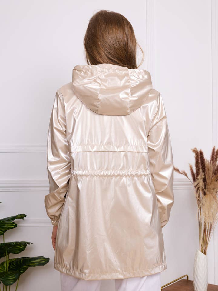 SOFTY - Wholesale Raincoat - Women's - Iridescent effect drawstring waterproof jacket S560322