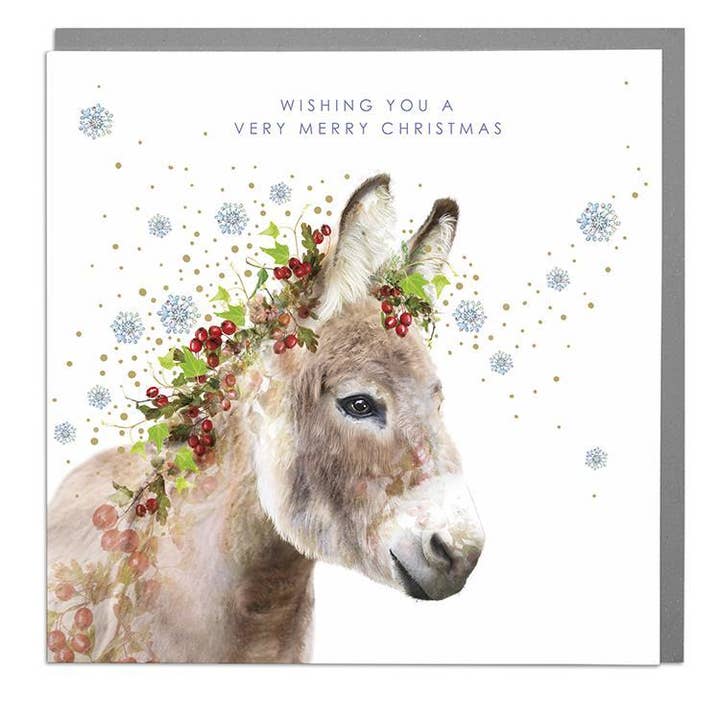 Donkey Christmas Card for wholesale by Lola Design Ltd