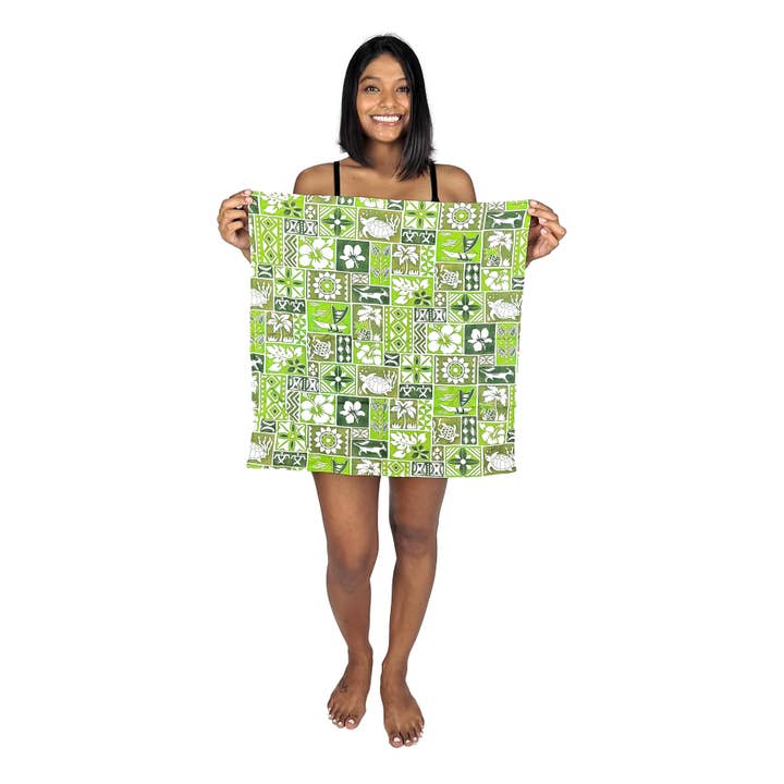 Island Style Clothing Co by Akamai Distribution Ltd - Wholesale Bandana - Women's - Bandana Tropical Print Green Lightweight Rayon 21 x 21 3