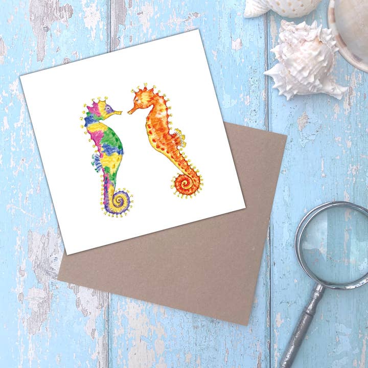 Seahorses Blank sea card for wholesale by Utterly Conkers