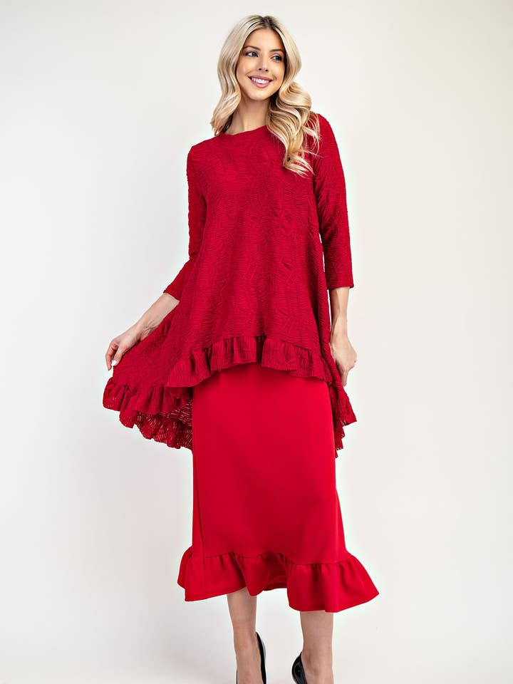 HAUT TEXTURÉ ASYMÉTRIQUE MODESTE GRANDE TAILLE -MT33780-PL pour la vente par Celeste Clothing