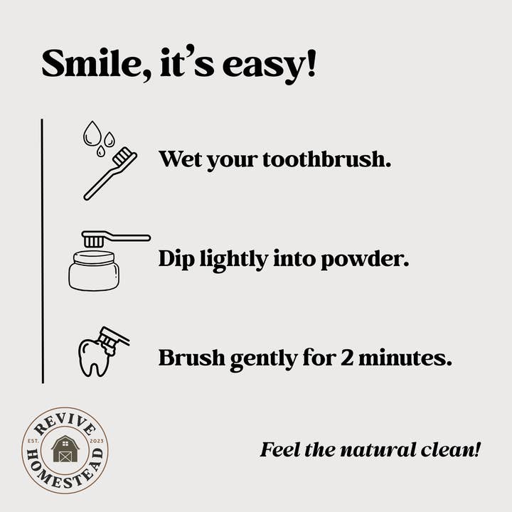 Revive Homestead - Wholesale Toothpaste - Remineralizing Tooth Powder with Hydroxyapatite (Sweetener-Free)