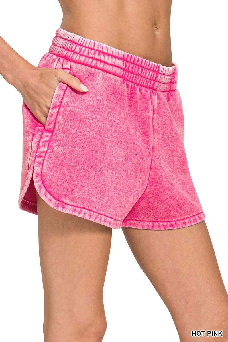 Vanilla Monkey - Wholesale Lounge Shorts - Women's - Acid Washed Elastic Waistband Dolphin Shorts20