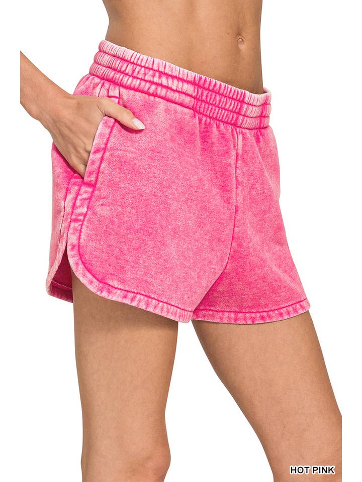 Vanilla Monkey - Wholesale Lounge Shorts - Women's - Acid Washed Elastic Waistband Dolphin Shorts20