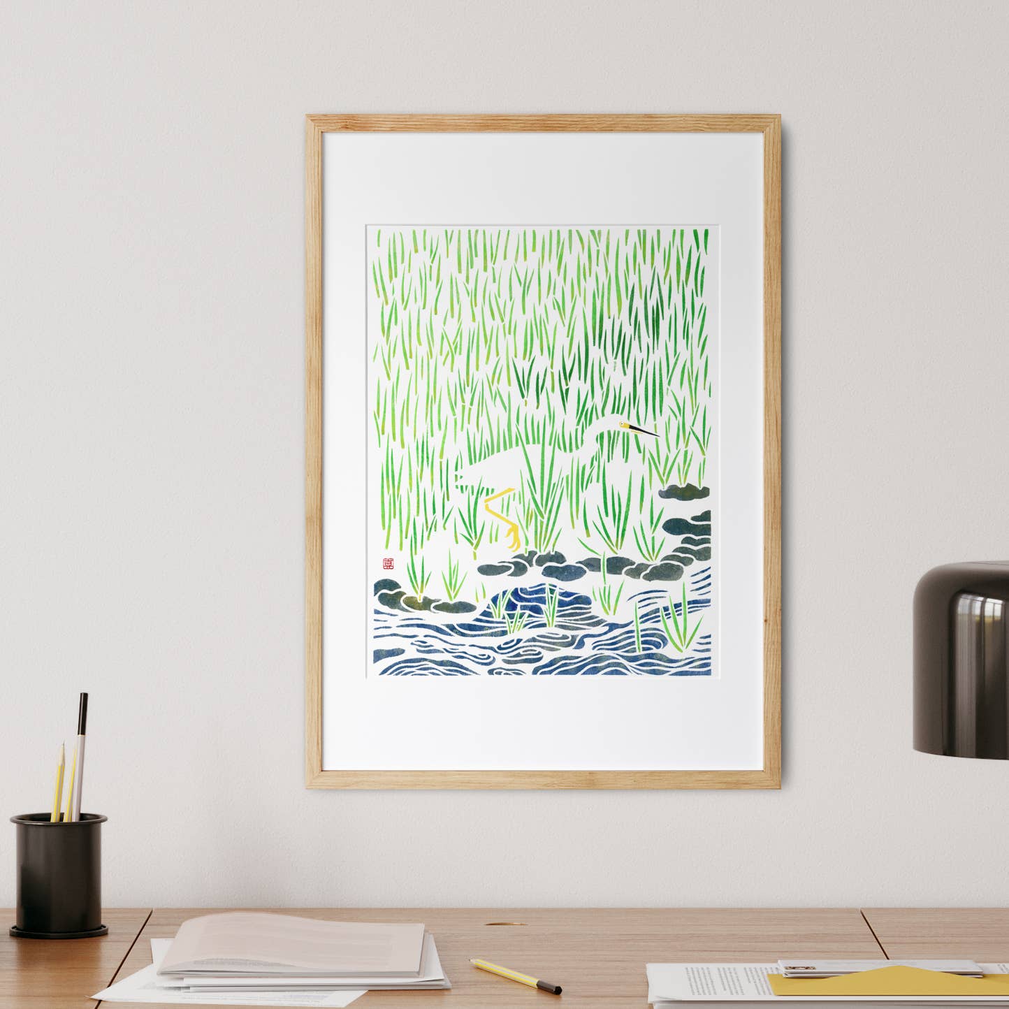 Mayuko Fujino Bird & Nature Art - Wholesale Art Print - Art print: Snowy Egret (11 x 14 inches)1