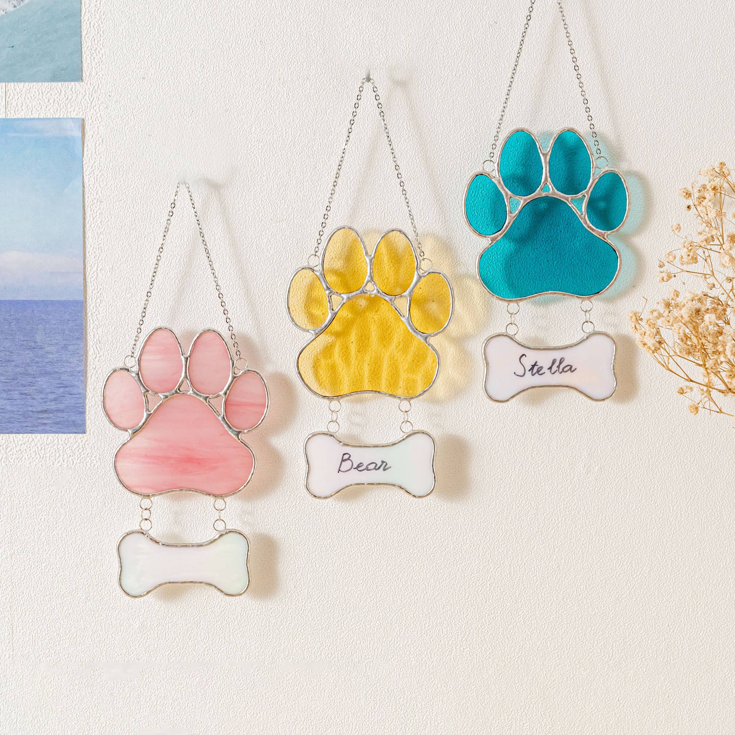 MondoBellissimo - Vente Attrape-soleil - Attrape-soleil commémoratif patte d'animal en vitrail Q1919