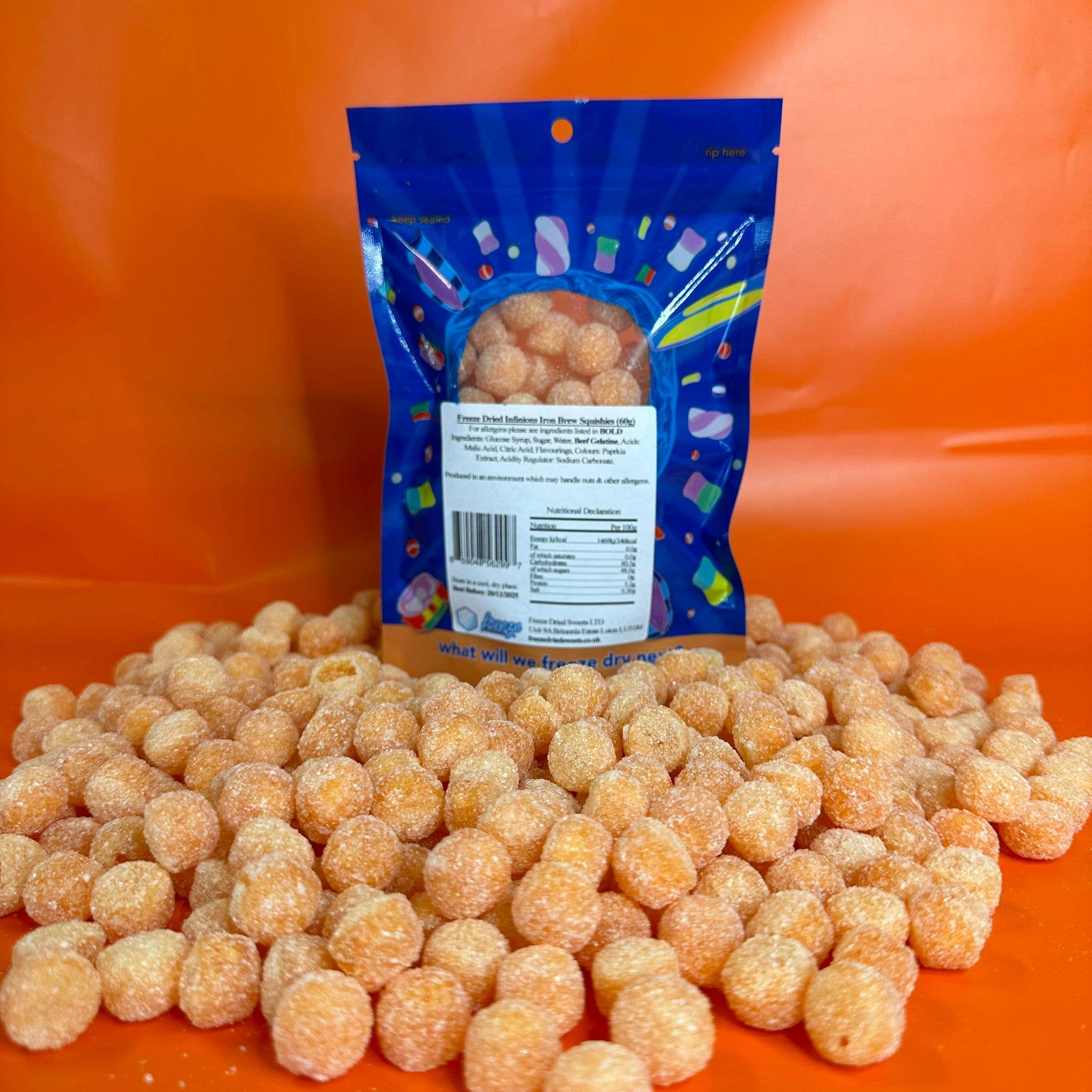Freeze Dried Sweets – wholesale Boiled sweets – Infinions Iron Brew Squishies 50g - Freeze Dried Sweets4
