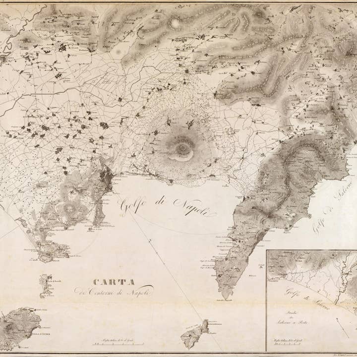 Relic Map Co. - Wholesale Map - Carta De Contorni Di Napoli 1828