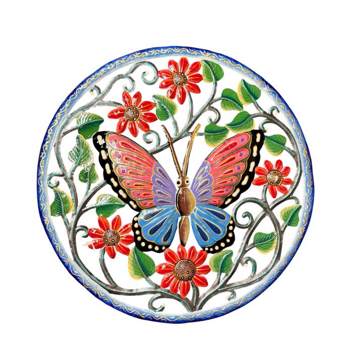 Large Butterfly- Pink/ Blue for wholesale by Haiti Fair Trade- Papillon Marketplace