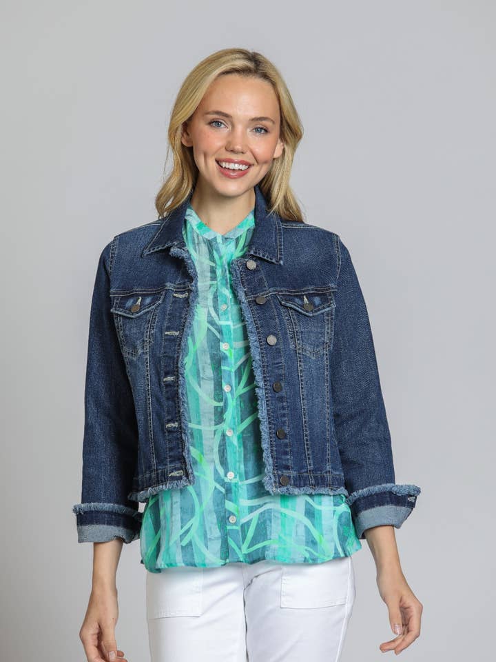Jean Jacket With Frayed Detail - INDIGO for wholesale by APNY