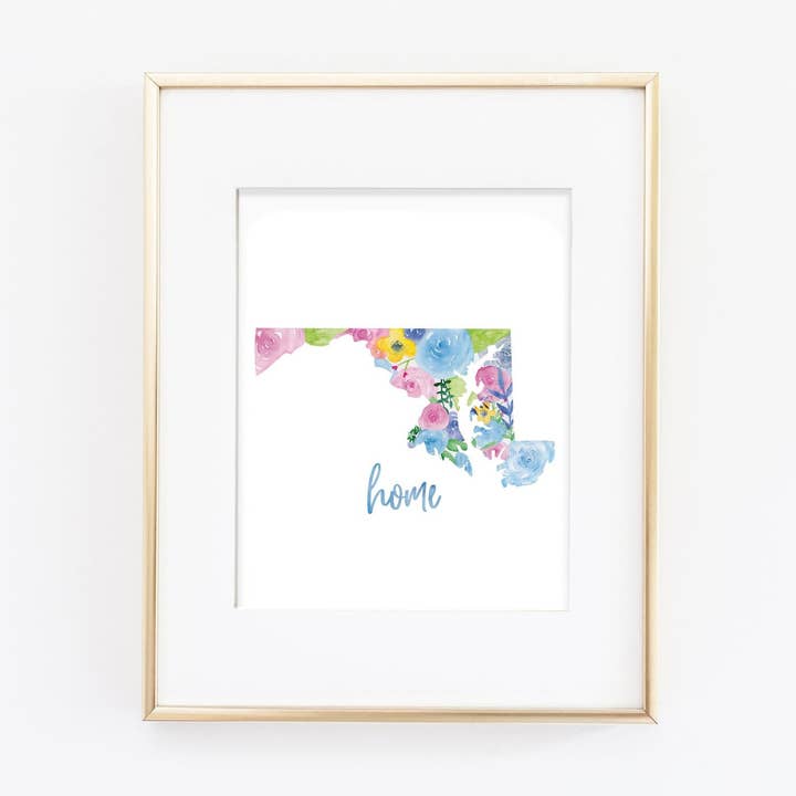 Blommig Maryland hem konst Print för wholesale av Slate + Brush Design Studio