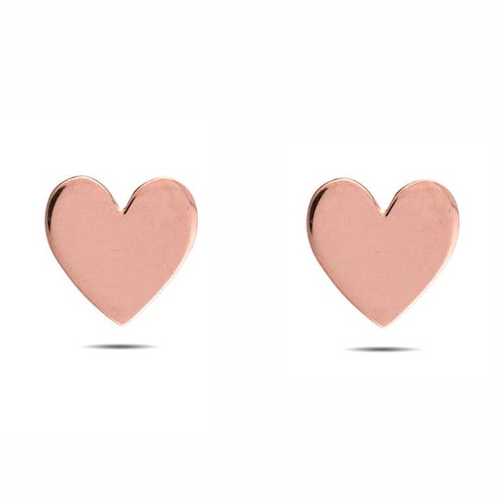 Uplifted with Love Dainty Heart Stud Earrings Rose Gold for wholesale by Plain To Polished