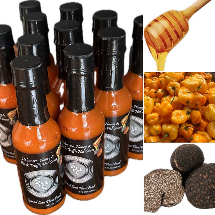 Smoke Wagon Charhouse (SWC) - Wholesale Hot Sauce - SWC Habanero, Honey & Black Truffle Hot Sauce4