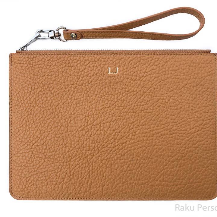 rakupersonalized - Vendita all'ingrosso Pochette - Donna - Pochette regalo per damigella d'onore borsa cosmetica personalizzata, custodia per trucco in pelle blu navy per damigella d'onore, pochette da polso personalizzata blu navy4