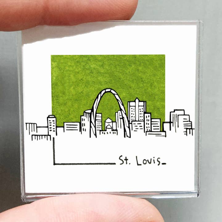 Mini St. Louis, Missouri Skyline 1.5" USA Tiny Framed Print for wholesale by Mick's Art Goods