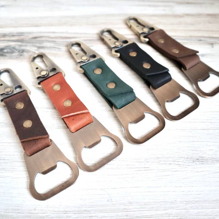 Blu Mountain Co - Wholesale Bottle/Wine Opener - Carabiner Leather Bottle Opener Keychain5