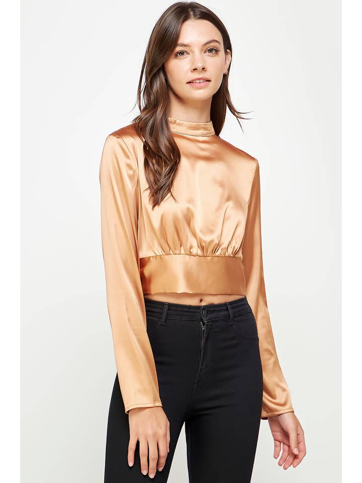 Strut & Bolt - Wholesale Blouse - Women's - Back Bow Tie Satin Blouse3