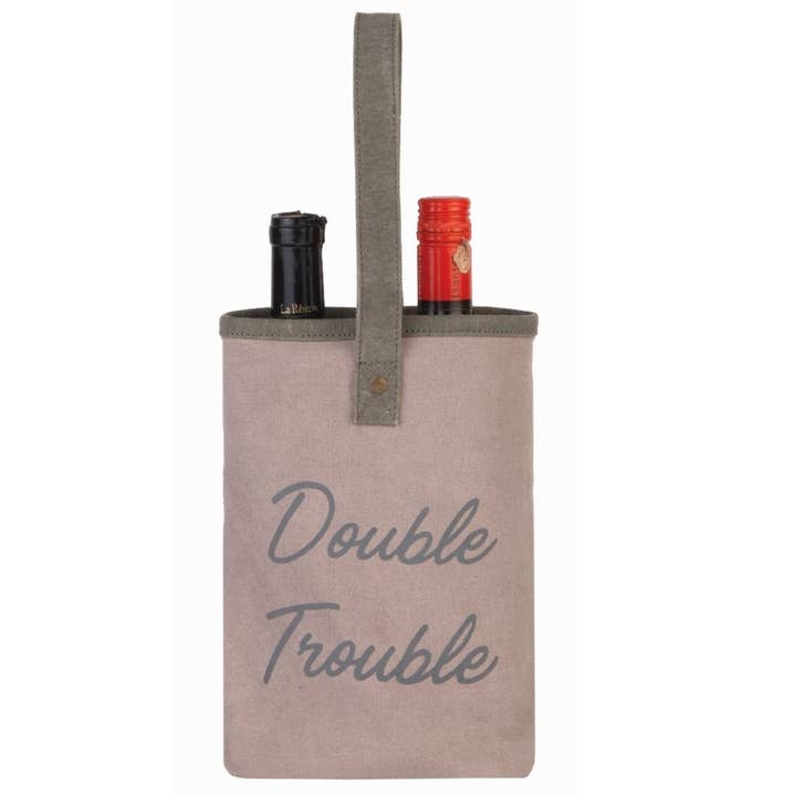 Mona B. - Wholesale Wine tote - Trouble Up-Cycled Canvas Double Wine Bag M-5841