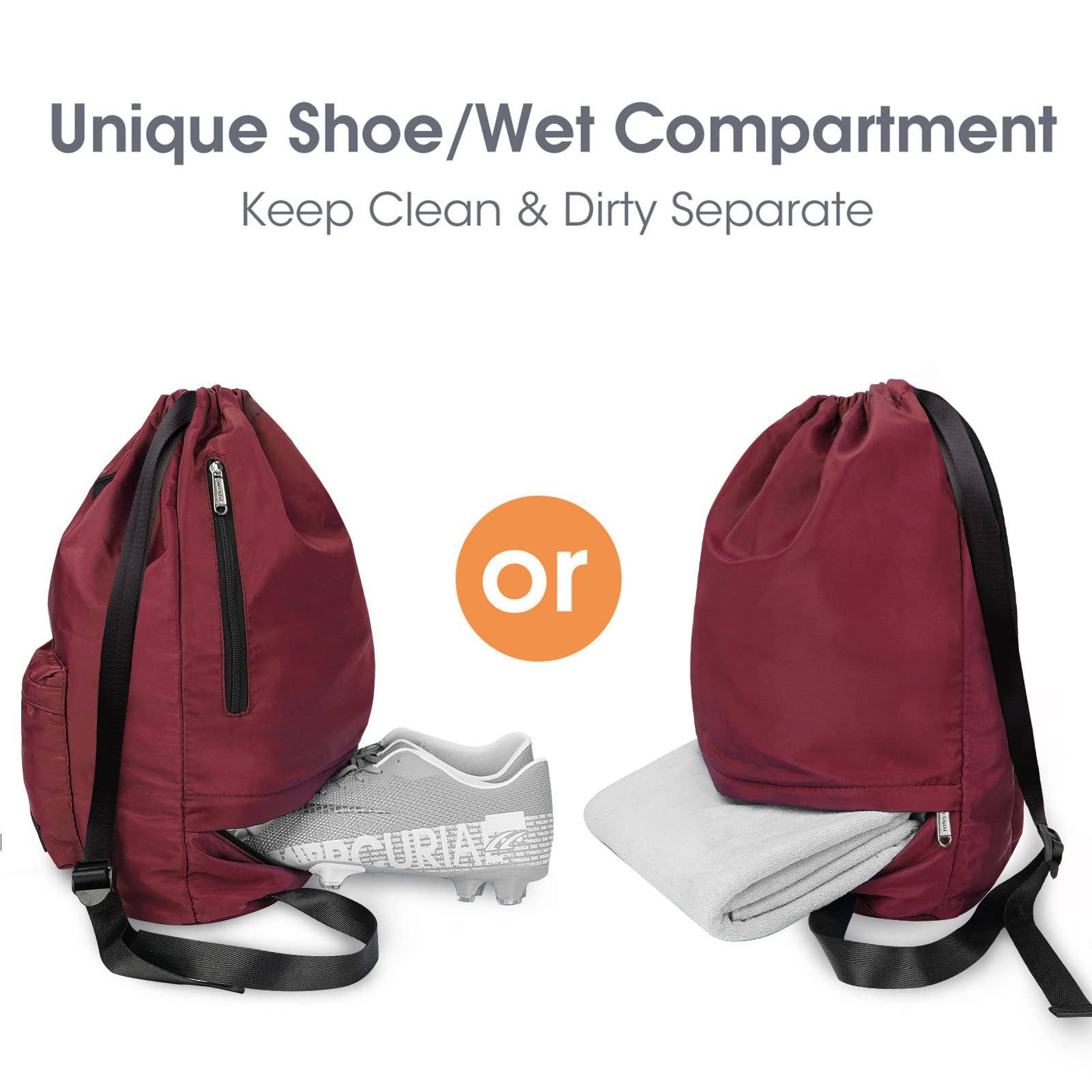 wandf - Wholesale Backpack - Unisex - WF6030 Sport Drawstring Backpack With Shoe Compartment32