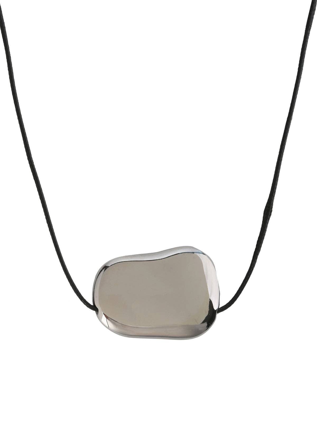 Argent/Noir Collier en galets - Argent / Noir en vente sur Faire1