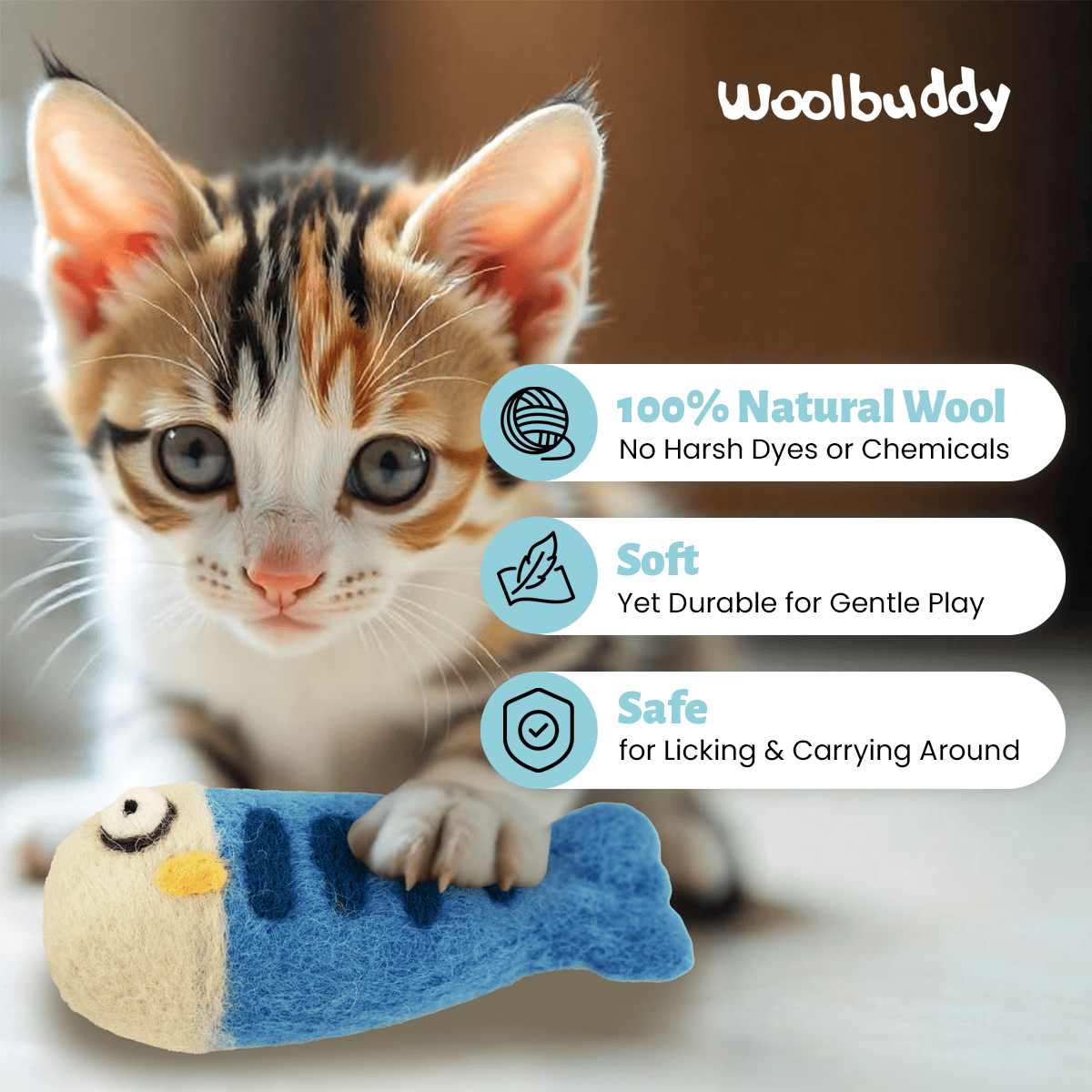Woolbuddy - Wholesale Pet Toy - Cat - Woolbuddy Felted Fish Cat Toy2