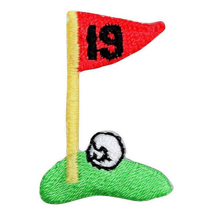 Wholesale Applique - Wholesale Patch - 19th Hole - Golf Fairway - Green with Flag - Iron on Applique - Embroidered Patch
