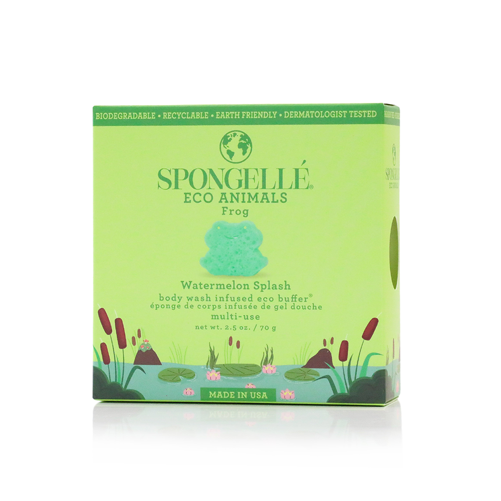 Spongellé | Valentines Day Gifts | Easter Gifts - Wholesale Body Wash/Shower Gel - Kids & Baby - Frog Eco Animals Kids Body Buffer | Made in USA  Sustainable2