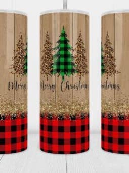 Bicchiere Merry Christmas con alberi di Natale per la vendita all'ingrosso da parte di Ruby Lilly Designs