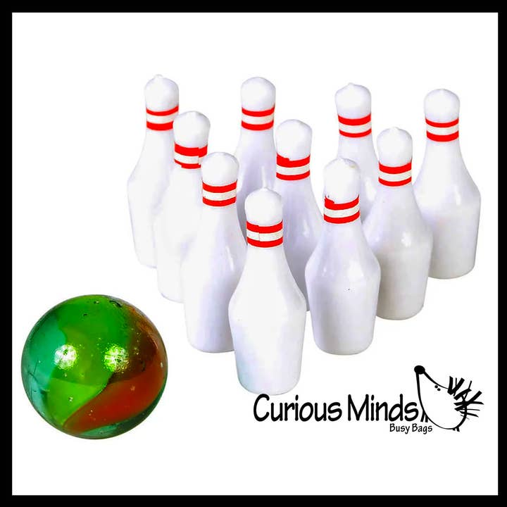 Curious Minds Toys - Wholesale Klassiek speelgoed - Kinderen - Mini bowlingspel - marmer en pinnen - kleine replica op tafelblad1