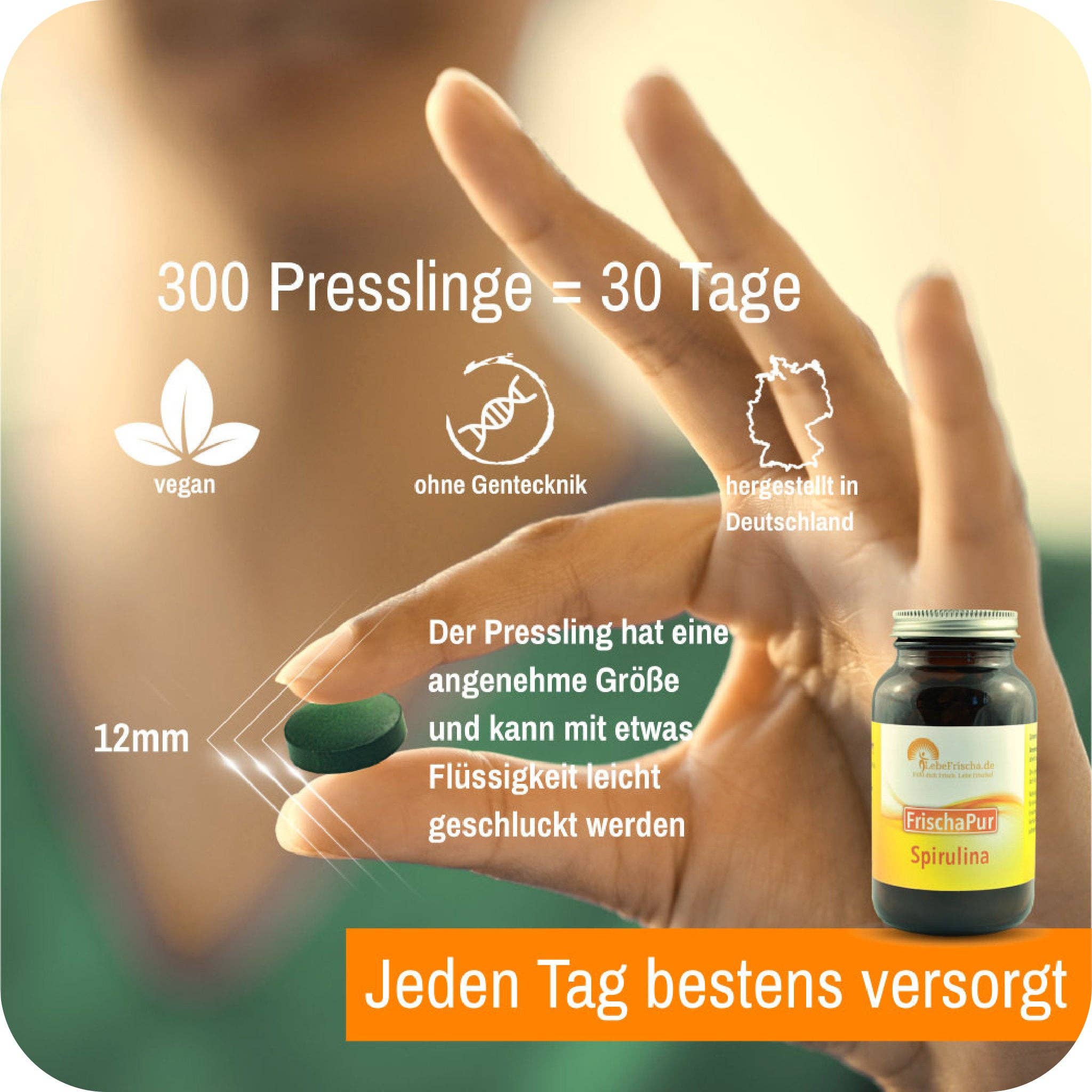LebeFrischa – Großhandel Nahrungsergänzungsmittel/Vitamin zum Einnehmen – LebeFrischa Spirulina – Natürliche Mikroalge mit hohem Nährstoffgehalt 300 Tabletten3