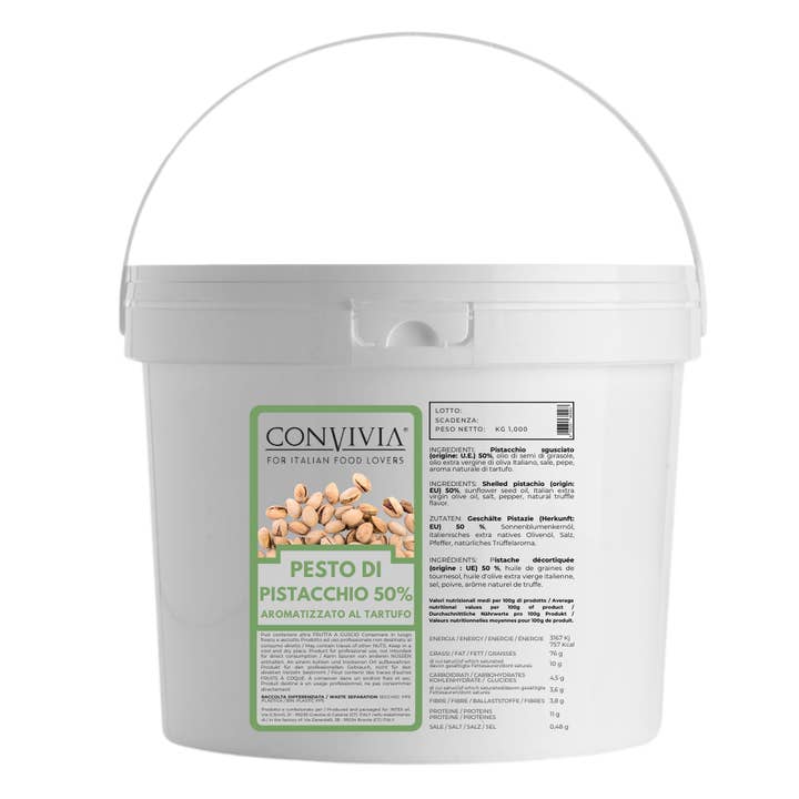 Pistazienpesto mit 50 % Pistazien und Trüffelaroma, 1 kg für den Großhandel von CONVIVIA for italian food lovers