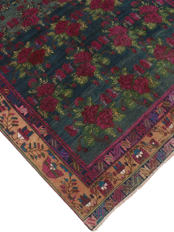 Tappeto fine VTG Kulwa blu/ruggine, 4'11 «x 7'5" per la vendita all'ingrosso da parte di Noori Rug