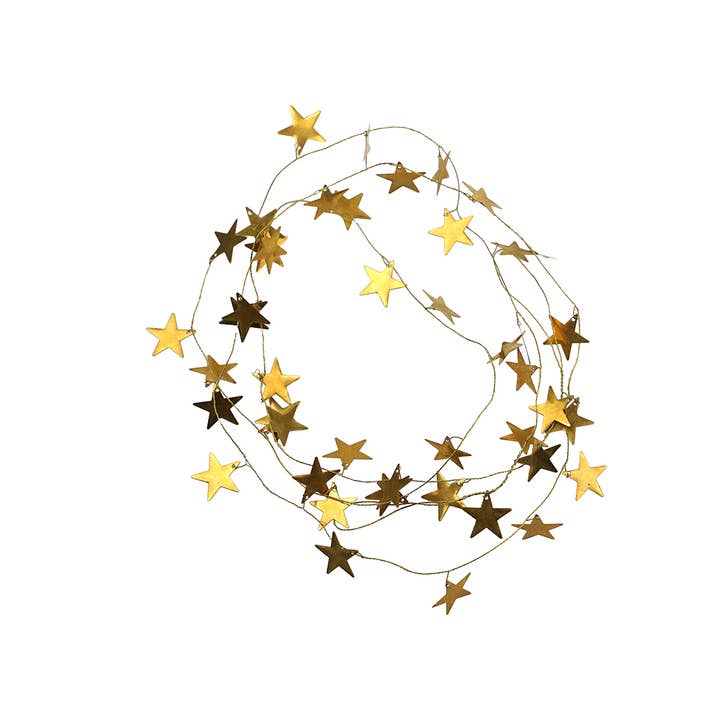 Decorative brass star garland, 185 cm for wholesale by Maison Lilo