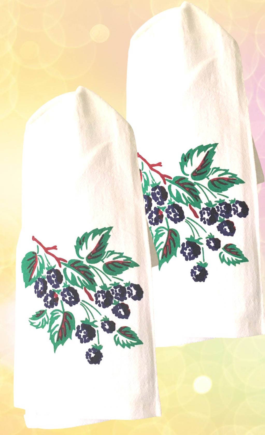 Red and White Kitchen Company - Vente Torchons - Torchons aux mûres, rétro, LOT de 2 VENTE D'ENTREPÔT0