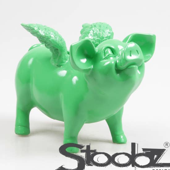 PIGGY BANKS WITH WINGS LIME GREEN 14X25X15 CM for wholesale by Imhof & Stevens BV