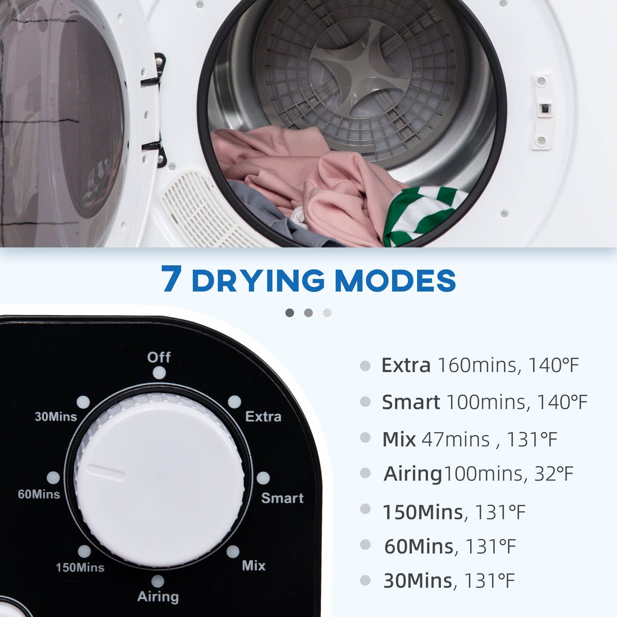39F Inc. - Wholesale Kitchen Appliance - 3.2 cu.ft Portable Dryer - 1300W, Stainless Steel3