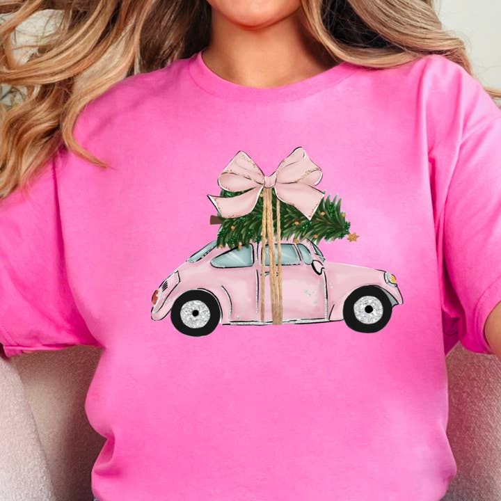 Shoppe SHC - Wholesale T-shirt (graphic) – women's - Pink Christmas Car Christmas 2025 Graphic Tee | Gildan6