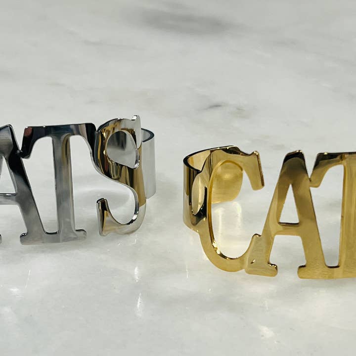 Steele Sloan Designs - Wholesale Cuff Bracelet - CATS Bangle Bracelets Tarnish Resistant All Caps -Go CATS