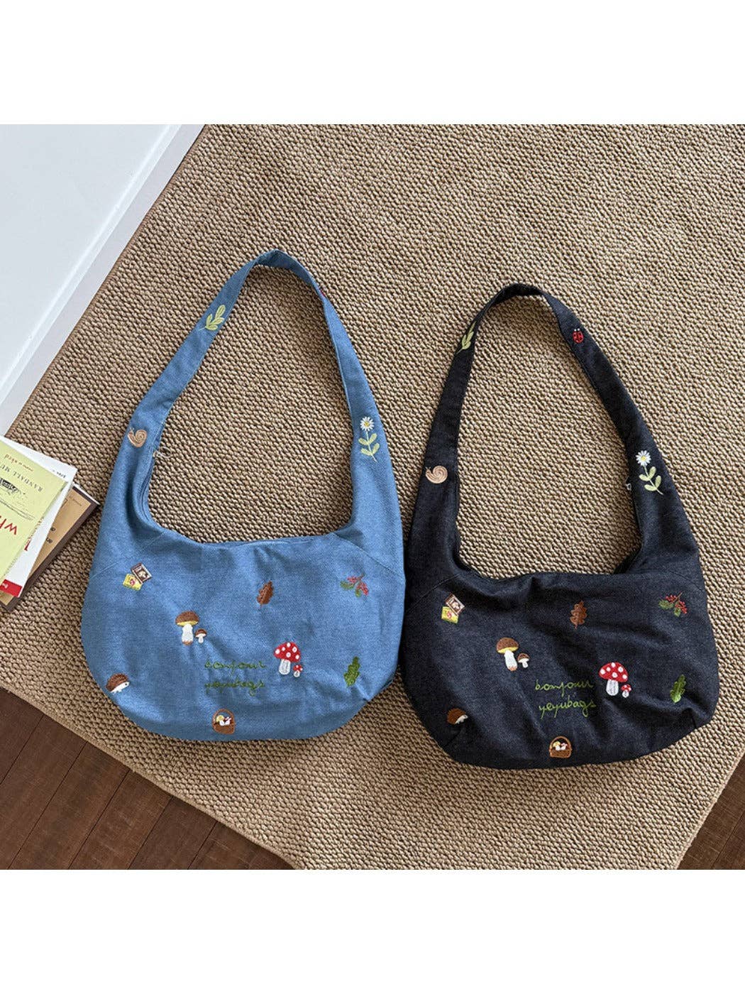 Funkyrel® Atzbranding Limited - Wholesale Shoulder Bag - Women's - Cosbai – Embroidered Denim Shoulder Tote Bag1