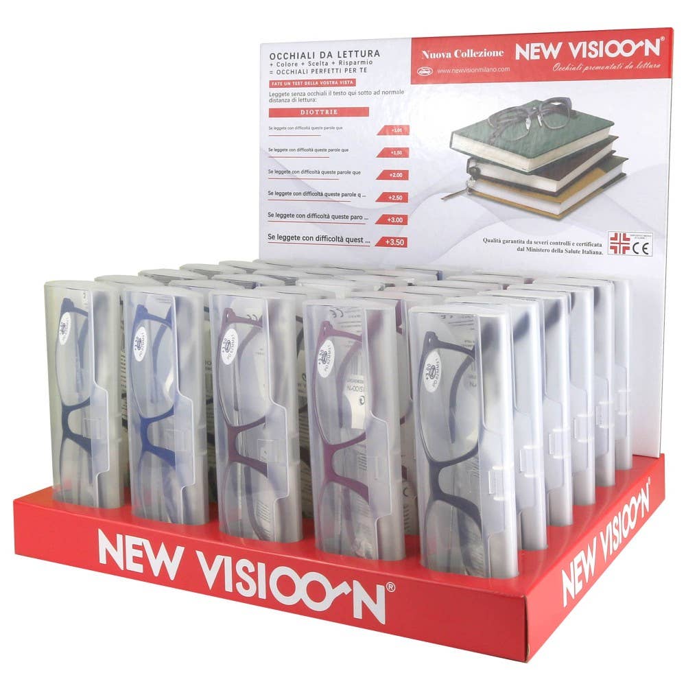 NEW VISION MILANO SRL - Wholesale Retailerdispay - Complete toonbankdisplay met 30 leesbrillen - rood11
