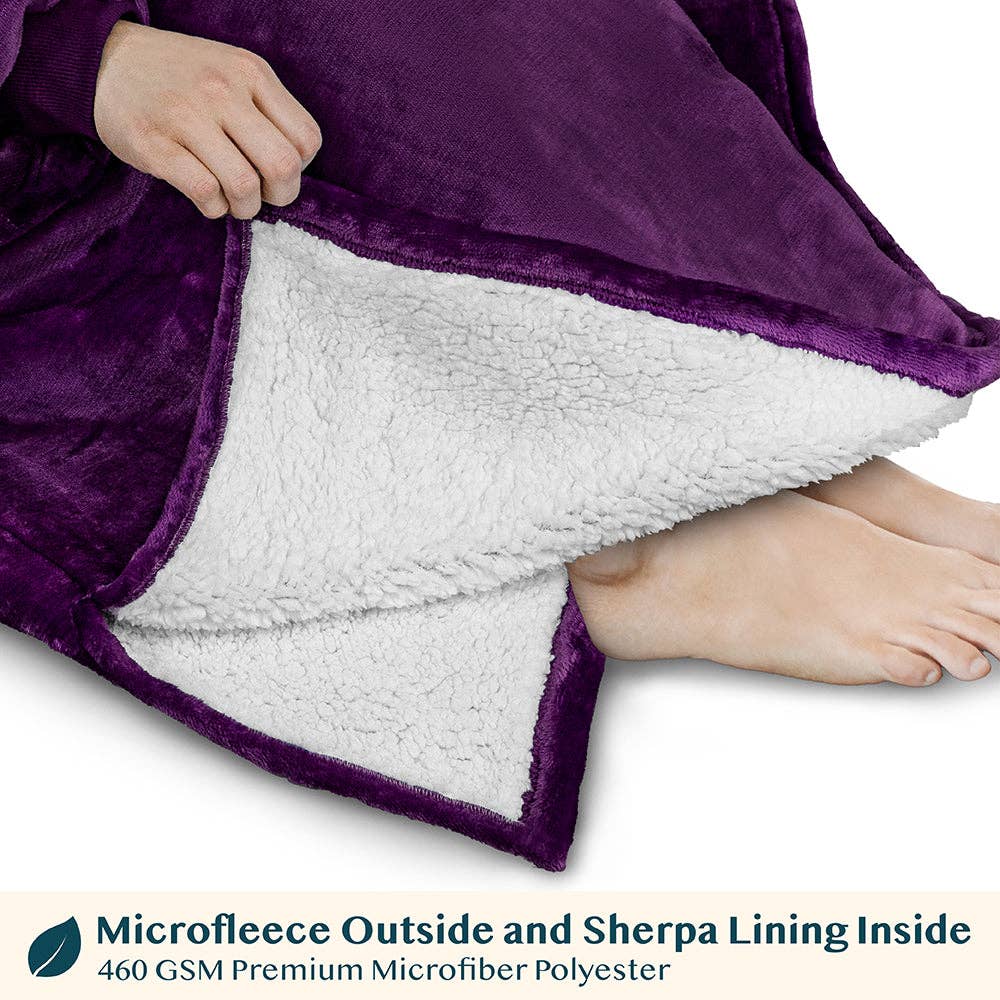 Pavilia - Wholesale Hoodie - Women's - Chest Pocket Sherpa Hoodie Blanket - Patch Pocket (Regular / Long)140