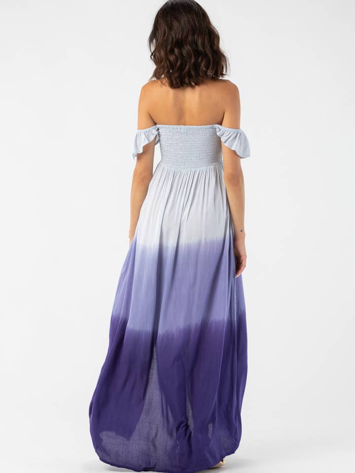 White Indigo Ombre Hollie Maxi Dress for wholesale on Faire