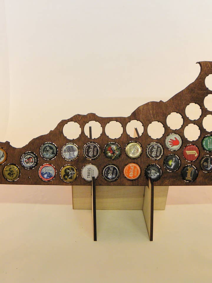 Delaware Beer Cap Map for wholesale by Catahoula Sign Co.