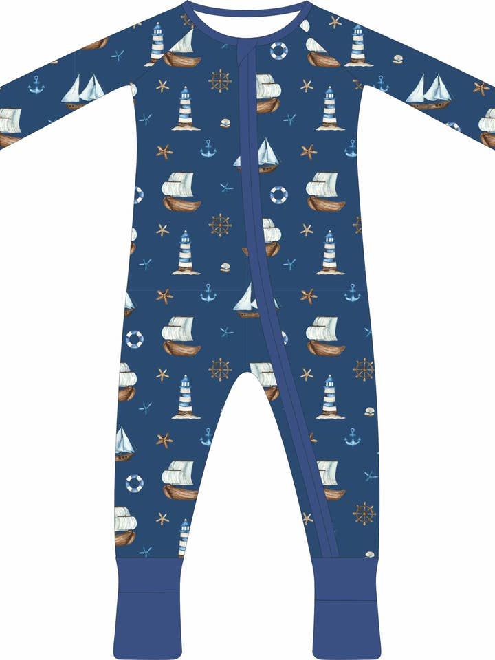 (PREORDER SPRING) Convertible Two-Way Ruffled Zipper One Piece | Sail Away for wholesale by Bleu & Co