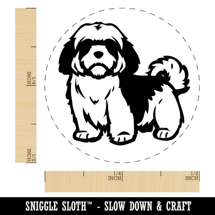 Tampon à encre automatique en caoutchouc Alert Shaggy Shih Tzu Dog pour tamponner des agendas pour la vente par Sniggle Sloth
