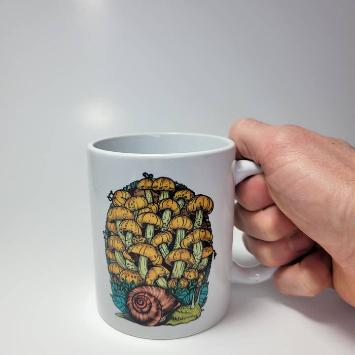 Mushroom Marauder – wholesale Coffee mug – Land Snail and Chestnut Mushrooms Mug | 11oz/15oz8