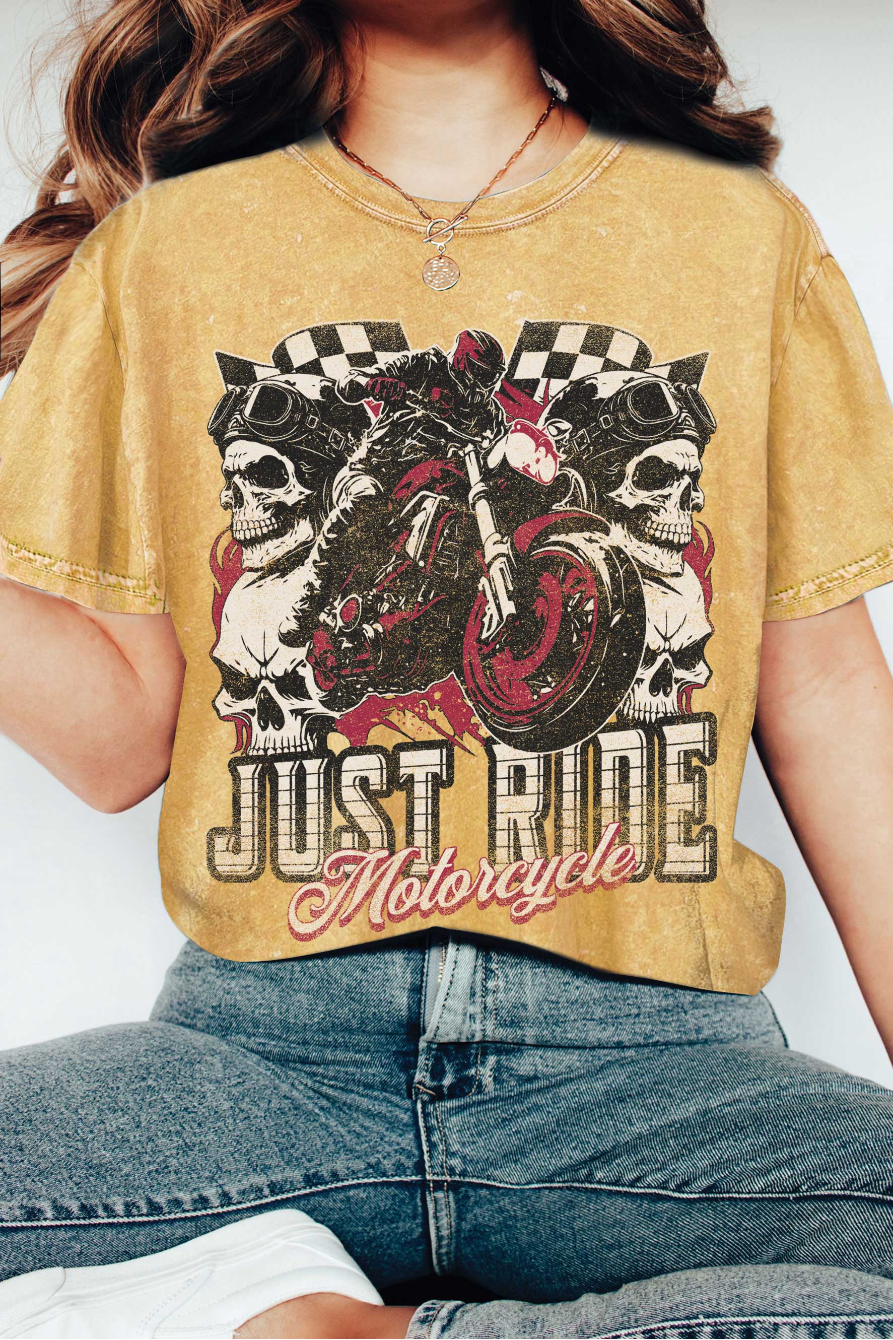 Rustee Clothing – Engroshandel T-shirt med print - Dame – BARE RIDE KRANIET MOTORCYKEL MINERALSKE GRAFISKE TSHIRTS3